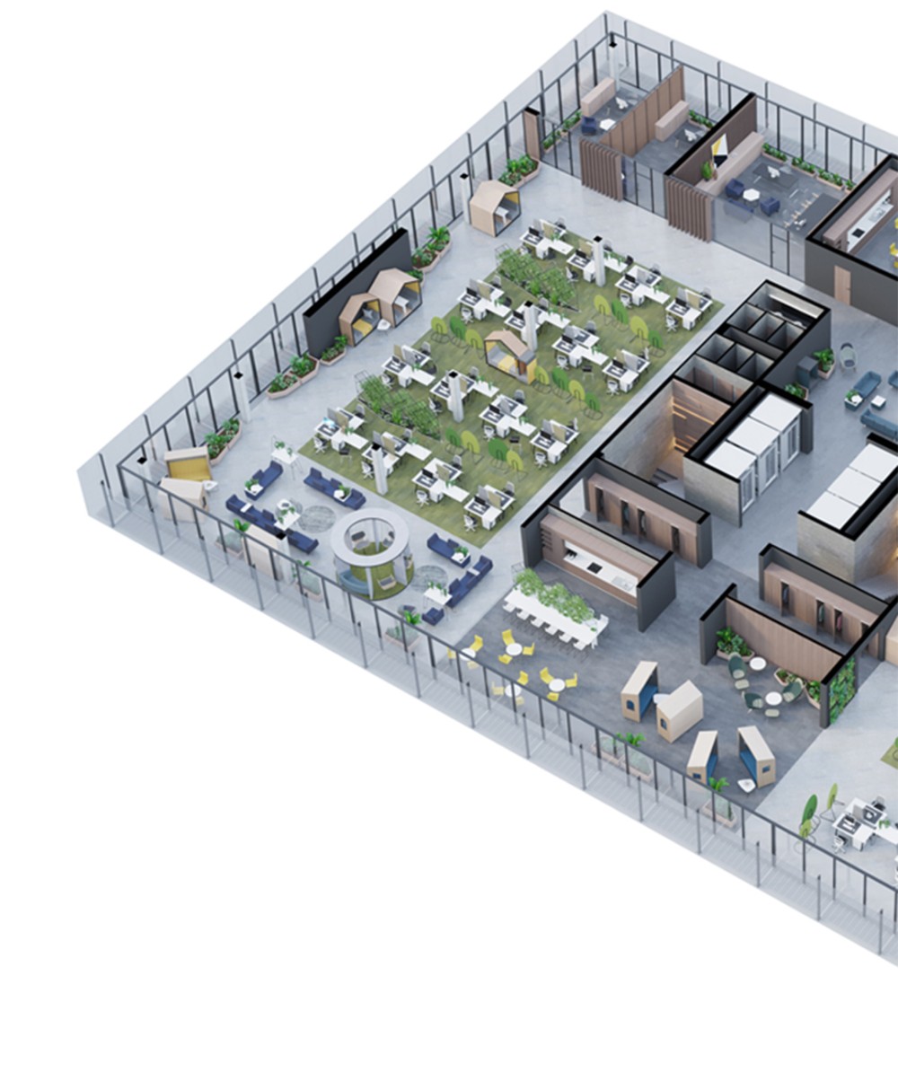 projekt rozmieszczenia systemów akustycznych w biurze